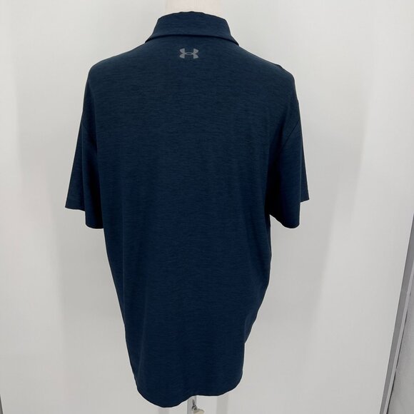 Under Armour Mens XL Navy Blue HeatGear Polo Shirt Loose Fit Lightweight - Picture 3 of 5